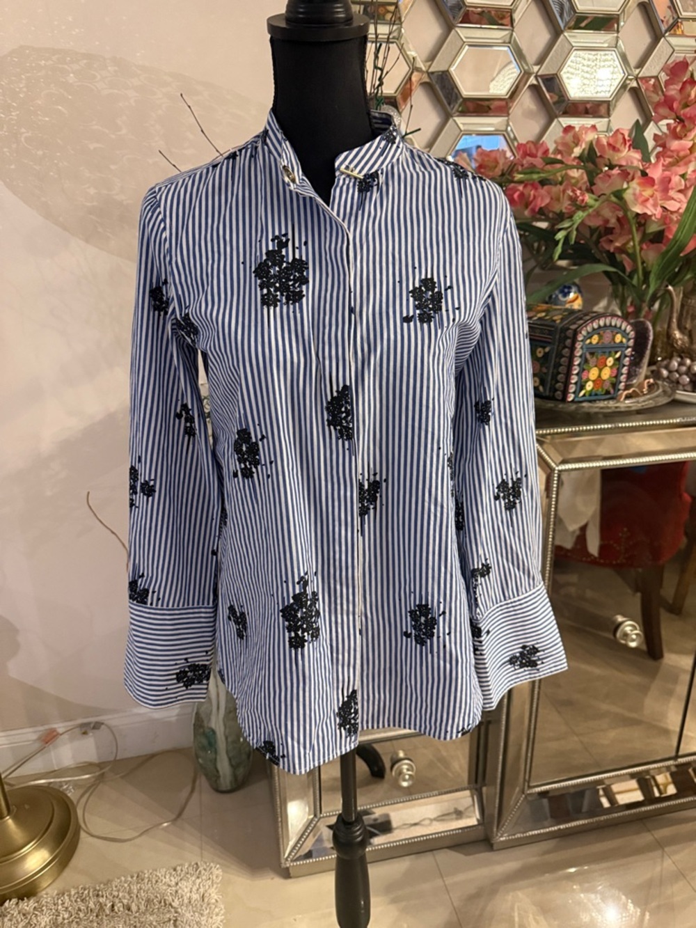 Derek Lam 10 Crosby Blue and White Striped Shirt 2